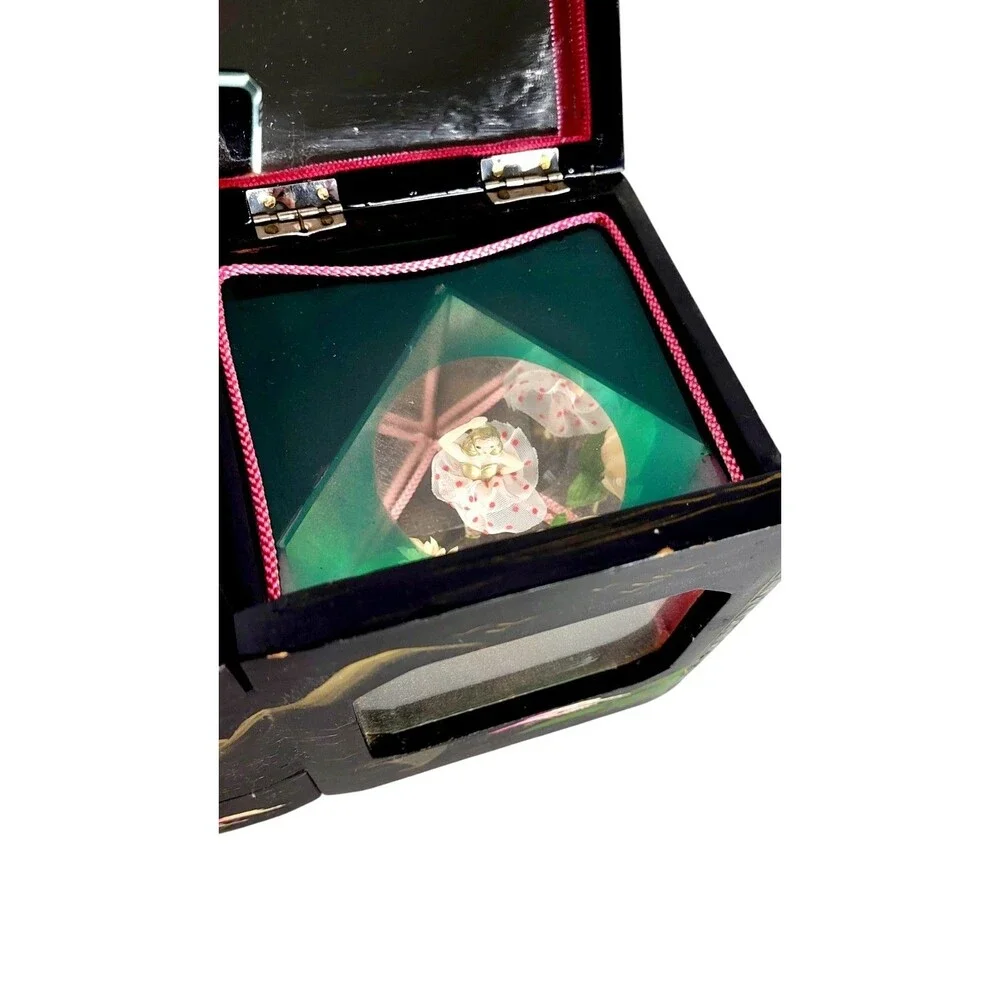 Vintage 1940s Dual Musical Mirrored Jewelry Box Dancing Ballerina & Tuxedo Man